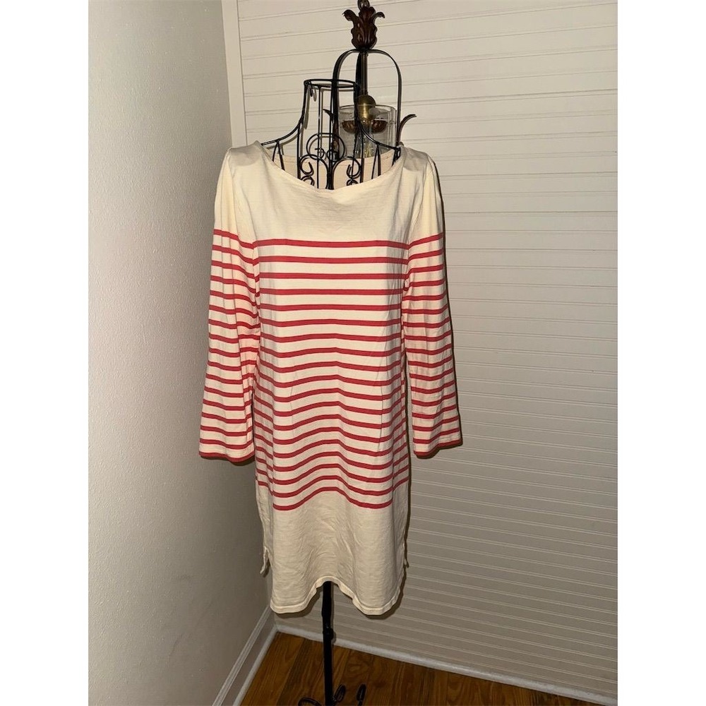 J.Crew Women's Nautical Stripe Knee Length Dress M preppy comfy Jersey knit boat